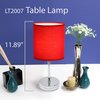 Simple Designs Chrome Mini Basic Table Lamp with Fabric Shade, Red LT2007-RED